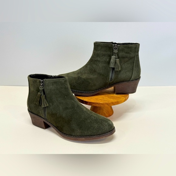 PROPET Hunter green suede double zip Rebel ankle boots size 8.5 - Picture 1 of 10